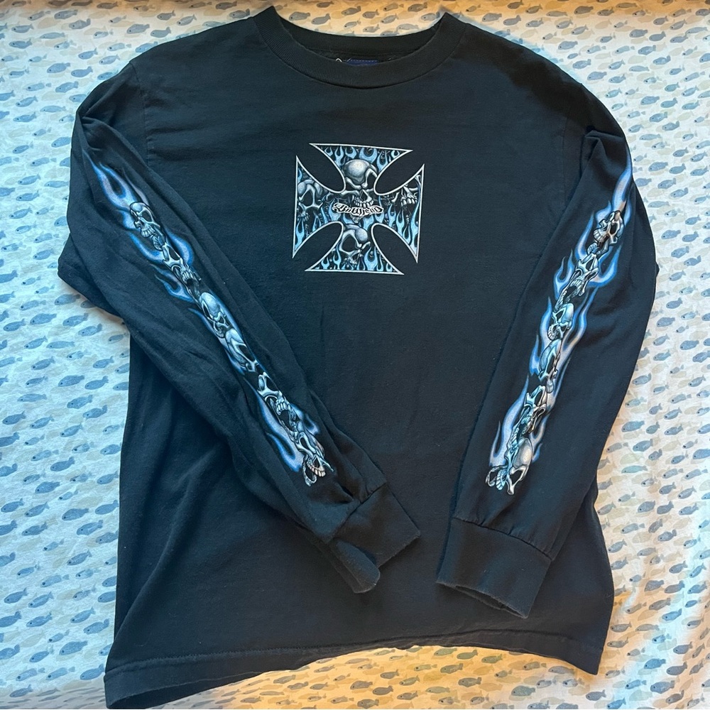 Bullhead vintage black long sleeve skull shirt